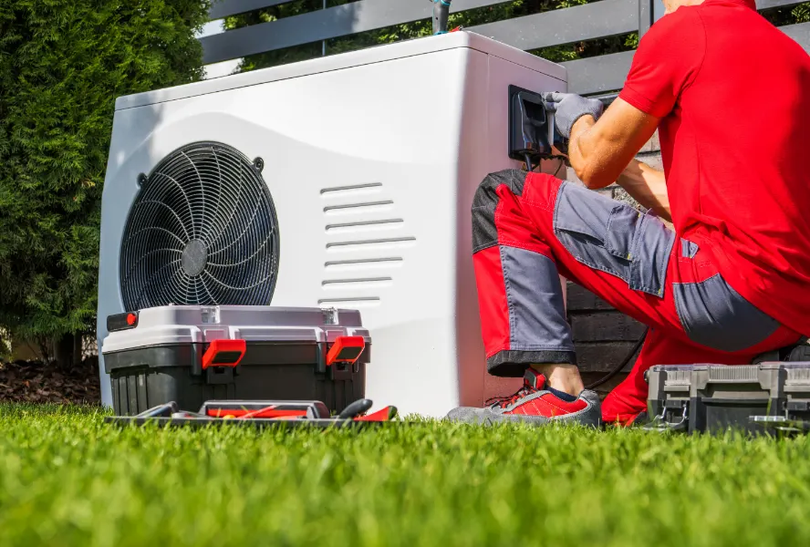 Residential cold-climate heat pump outdoor unit installed at a Tampa home